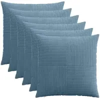 vidaXL Kussensloop 6 st ALMELO Blauw 70 x 70 cm corduroy