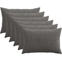 vidaXL Kussensloop 6 st ALMELO Donkergrijs 40 x 60 cm corduroy