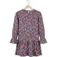 Koko Noko midi jurk met print - blauw/roze Meisjes Viscose Ronde hals All over print - maat 104