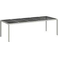 vidaXL Tuintafel, wit, 250x100x75 cm, polyrotan en gehard glas