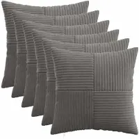 vidaXL Kussensloop 6 st ALMELO Donkergrijs 30 x 30 cm corduroy