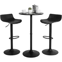 CLP Bartafelset Navo - Ronde Tafel - 2 Verstelbare Barkrukken - zwart