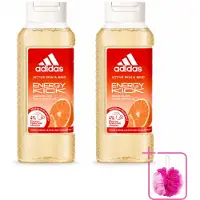 Adidas 2 x – Douchegel – Active Skin & Mind Energy Kick – 250 ml - Bulkverpakking - Energie - Douchemop - Sport