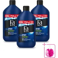 Fa 3 x Men - Sport - Douchegel - Groene Citrus - 750 ml - Bulkverpakking - Douchegel voor mannen - Douchemop - Sport douchegel