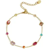 Yehwang Lila - Geometrische Bedelarmband - Zirkoon - Stainless Steel - - gemengde kleur