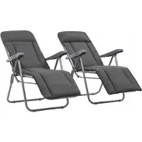 VMP 2x Luxe Verstelbare Tuinstoelen met Kussens - Grijs
