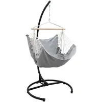AMANKA Hangstoel HMG-39, lila-grijs + frame voor hangstoel HSG-155, zwart
