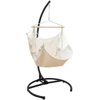 AMANKA Hangstoel HMG-39, beige + frame voor hangstoel HSG-155, zwart