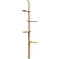 Eyepower 205 cm hoge wandkrabpaal met 4 plateaus voor katten - Sisal krabpaal voor wandmontage