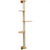 Eyepower 175 cm hoge wandkrabpaal met 3 plateaus voor katten - Sisal krabpaal voor wandmontage