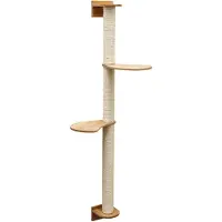 Eyepower 130 cm hoge wandkrabpaal met 2 plateaus voor katten - Sisal krabpaal voor wandmontage