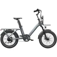 Ado Air One Ultra - Elektrische Fiets - 20 inch - 250W motor - Actieradius tot 100 km - Automatische 3 versnellingen - 370Wh accu - Voorvering - Grijs