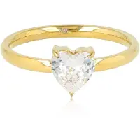 My Bendel - Hartjesring van Zirkonia • Goudkleurig - met Luxe Cadeauverpakking | Sieraden Voor Dames | Maat 18.00 Mm / Maat 57
