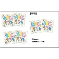Wefiesta 180x Servetten ABC 33cm x 33cm - 3 laags - School Luxe Servet diner eten knoeien restaurant