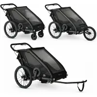 Deryan Fietskar V3 - Kinderfietskar 2 Persoons - Wandelwagen - Zwart
