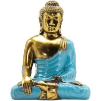 Ancient Wisdom Teal & Gold Boeddha - Extra Groot 30 cm - Aarde aanraken (Verlichting)