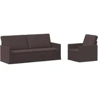vidaXL - Bankstel - 2 - pcs - Donkerbruin - Stof