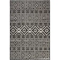 vidaXL Buitenkleed met patroon platgeweven 140x200 cm zwart