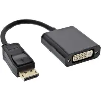 InLine 17199K DisplayPort-adapterkabel, DisplayPort-connector naar DVI-D 24+1-aansluiting, zwart, 0,15 meter