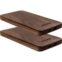 InLine 2 USB powerbank 5.000mAh, met LED-statusweergave, echt hout