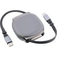InLine USB-C kabel in een opbergdoos, intrekbaar, 100W, 0,80 meter, zwart/grijs