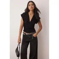 Trendyol TRENDYOLMİLLA Dames Zwart Effen Mouwloos Getailleerd Blouses