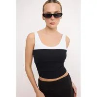 Trendyol TRENDYOLMİLLA Dames Zwart Colorblock Mouwloos Getailleerd Blouses