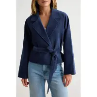 Trendyol TRENDYOLMİLLA Dames Donkerblauw Effen Lang, Regular fit Blazers