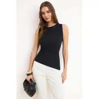 Trendyol TRENDYOLMİLLA Dames Zwart Effen Mouwloos Getailleerd Blouses