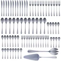 Alpina Bestekset 75‑delig voor 12 Personen – Roestvrij Stalen Bestek Set – Messen Vorken Lepels Theelepels Koffielepels Gebaksvorkjes Soeplepels – Compleet Servies