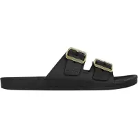 Biba Platte slippers met dubbele gesp voor dames (Zwart)