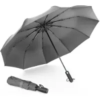 K&L Stormparaplu Opvouwbaar - Stormbestendig tot 100km/u - Automatisch Uitklapbaar Paraplu - Incl. Beschermhoes - Grijs