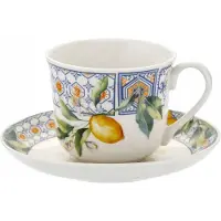 Marco polo Grote Porseleinen Mok met Schotel, 400 ml, Citroen Design
