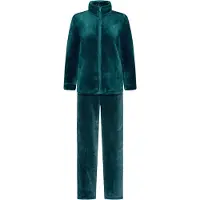 Gaubert Dames Fleece Huispak met Rits - Loungewear - Superzacht en Warm Coral Fleece - Blauwgroen - 2332-Green - Maat L