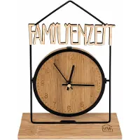 UNUS Tafelklok Familietijd van bamboe en metaal decoratieve staande klok 28x20 cm