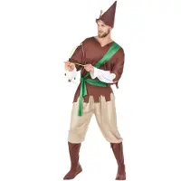 Vegaoo - Bruine en groene Robin Hood outfit voor mannen