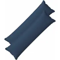 vidaXL Kussen met kussen HOUTEN 2 st Blauw Faux Linnen