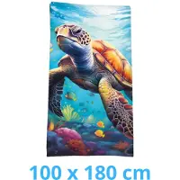 Mariall Kleurrijke strandlaken 100x180 cm met zeeschildpad – microvezel – sneldrogend