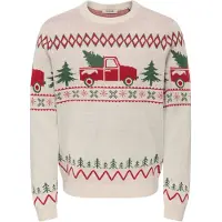 Only & Sons Trui 'ONSX-MAS 1' beige / groen / rood