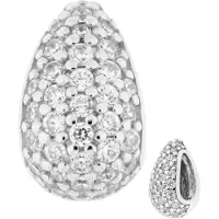 Cavill - Elegante Zilveren Hanger - 925 Sterling Zilver Rhodiumverzilverd - Witte Topaas Pavé 0,315 Ct Nigeria - Druppelvormig - Monosono Collection