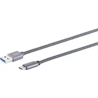 S-Conn USB-C - USB-A kabel | USB3.1 10 Gbps | QC 18W | aluminium/nylon | 2 meter