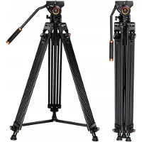 Kf Professionele Videostatief met Oliekop - 184cm - 8kg Draagvermogen