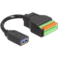 DeLOCK USB 3.2 Gen 1 kabel, type-A (vrouwelijke connector) naar klemmenblokadapter met drukknoop, 15 cm