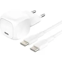 Belkin BoostCharge Compacte USB-C oplader 20W met USB-C naar USB-C kabel - 1 meter - Wit