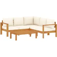 vidaXL 4-delige Loungeset met kussens massief acaciahout