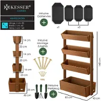 Kesser Verticale Tuin met 4 Plantenbakken - Kweekbak voor Terras Balkon & Tuin inclusief Tuinvlies verticale Plantenbak met 4 vakken - Bruin