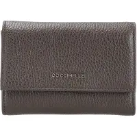 Coccinelle Leren portemonnee Metallic Soft Wallet Grainy Leather Fango donkergroen