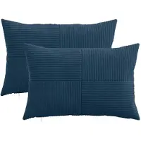 vidaXL Kussensloop 2 st ALMELO Marineblauw 30 x 50 cm corduroy