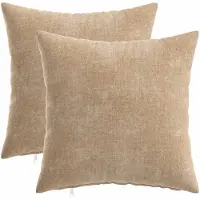 vidaXL Kussensloop 2 st HEERLEN Taupe 30 x 30 cm Chenille Stof