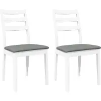vidaXL Eetkamerstoelen met kussens 2 st massief hout rubber wit
